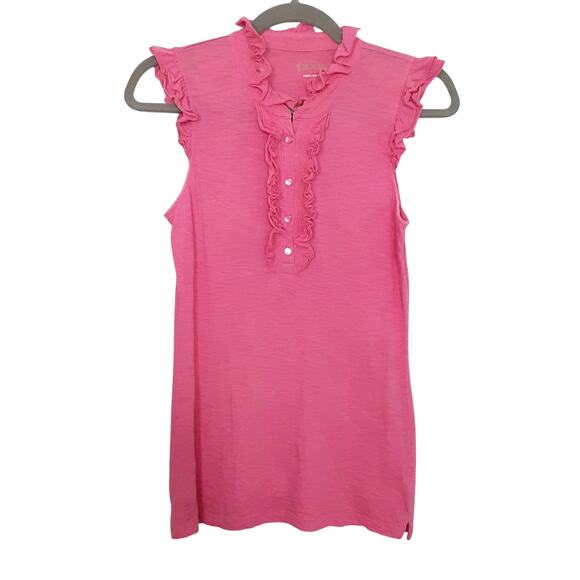 Lilly Pulitzer Shay Sleeveless Ruffle Tank Top Pima Cotton Womens XS 54868 Pink - Picture 1 of 8